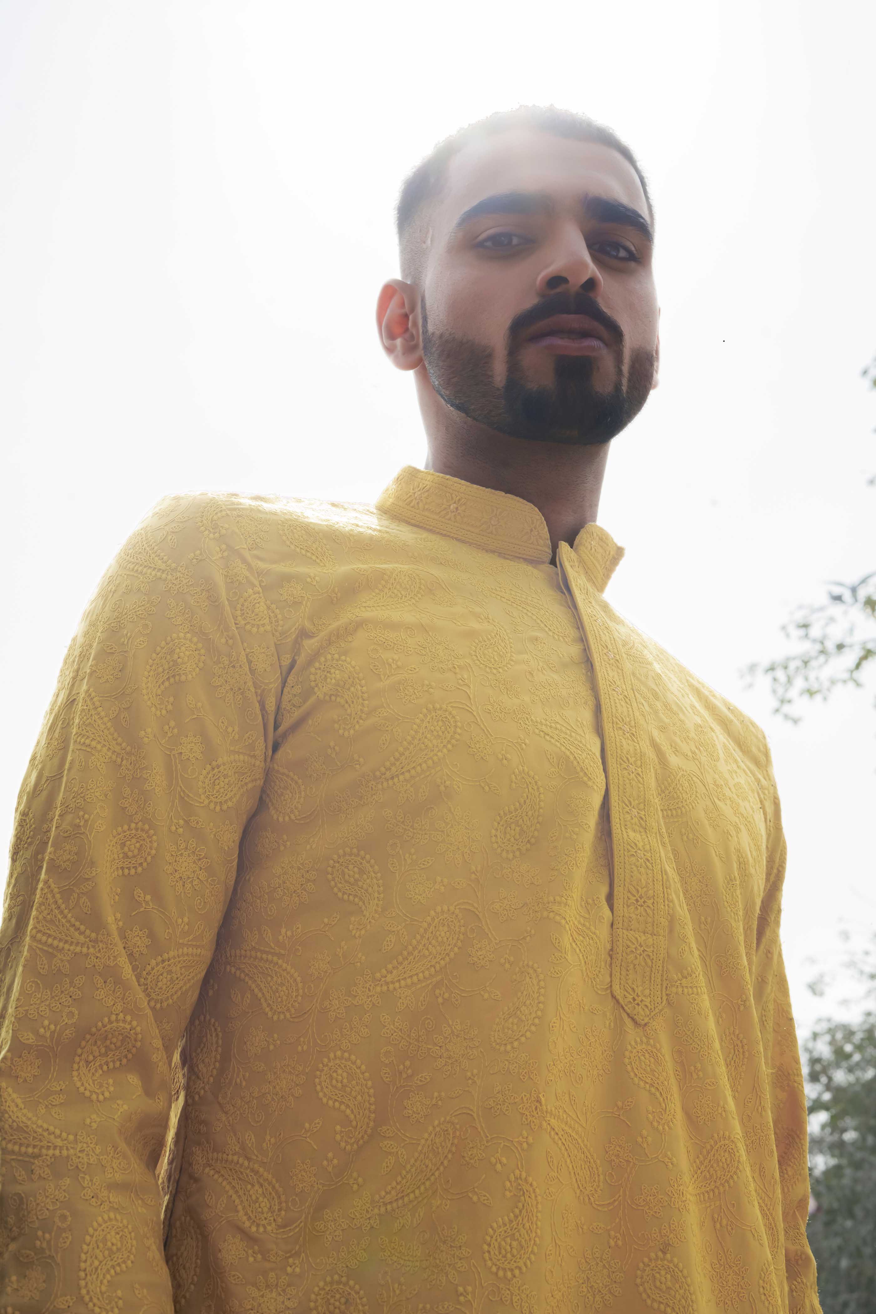 Traditional Mustard Chikankari Kurta